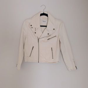 GANNI white denim moto jacket
